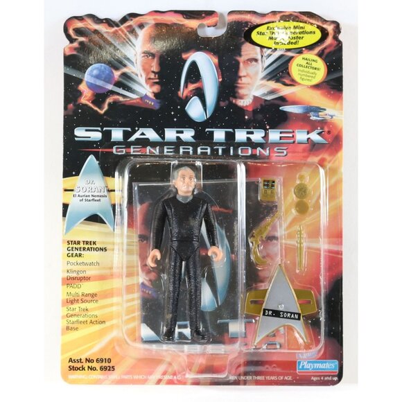 Star Trek Generations Action Figures Soran, Worf, Guinan 1994 Sealed Cards - Picture 8 of 10